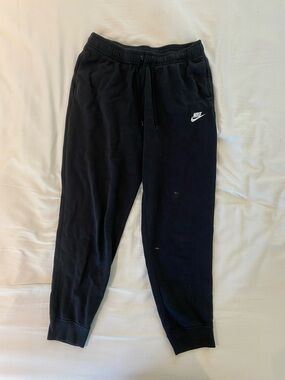 Nike Black Jogger Sweatpants with White Swoosh Logo